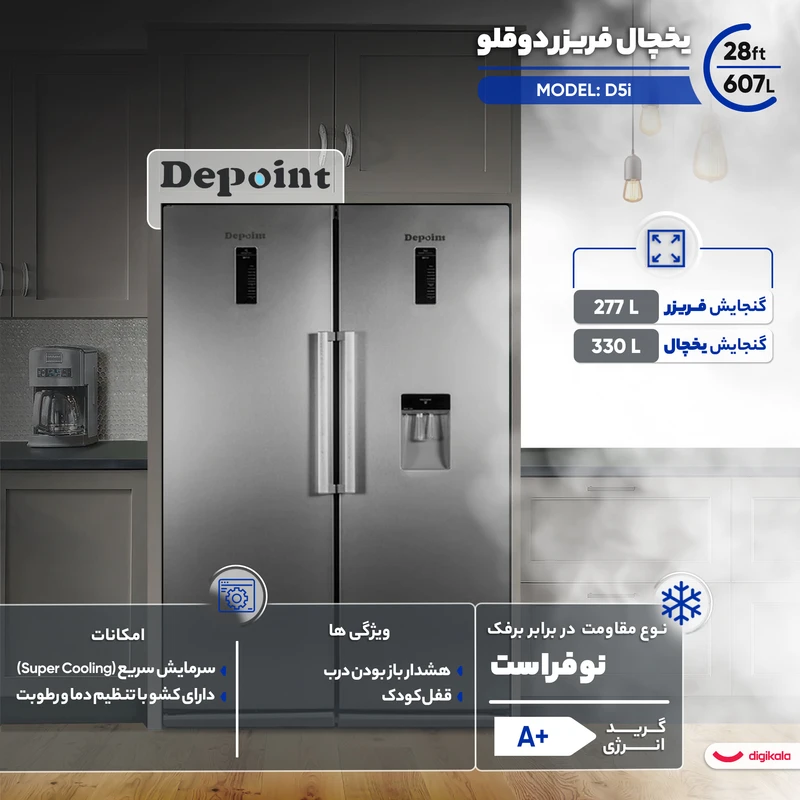 یخچال فریزر دوقلو 28 فوت دیپوینت مدل D5i-W